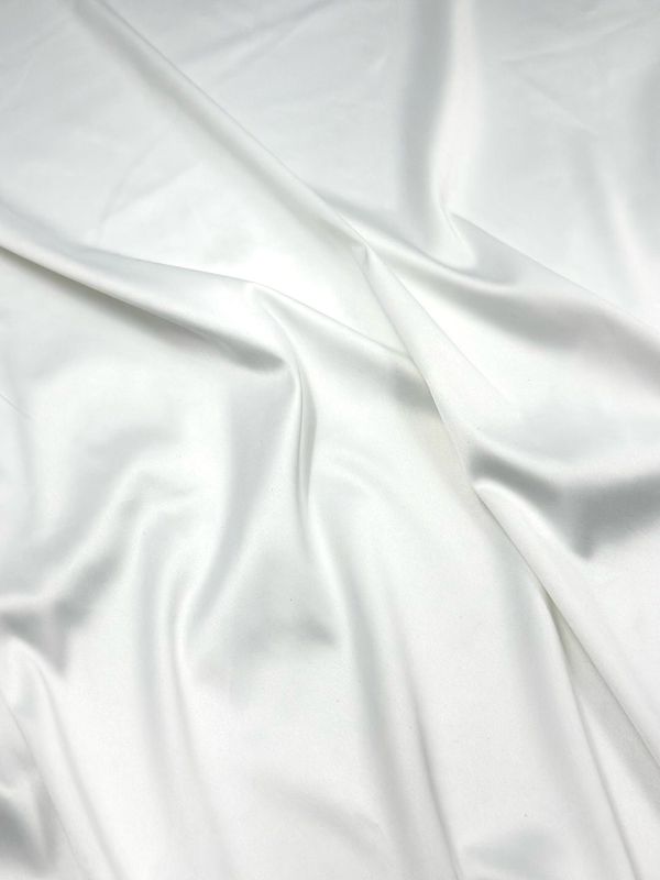 White stretch satin with glossy silky finish for lingerie sewing


