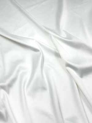 White stretch satin with glossy silky finish for lingerie sewing

