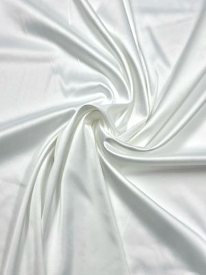 White stretch satin with glossy silky finish for lingerie sewing