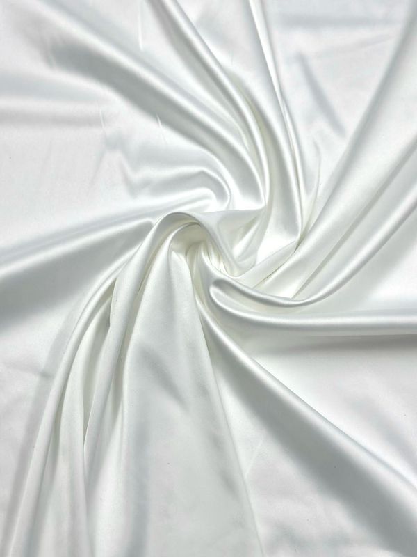 White stretch satin with glossy silky finish for lingerie sewing