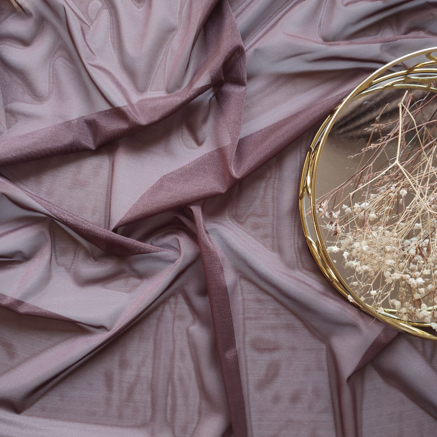 Shiny mauve stretch mesh for lingerie sewing


