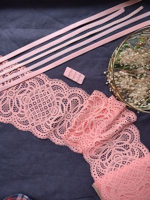Peach Stretch Lace with Floral Motif