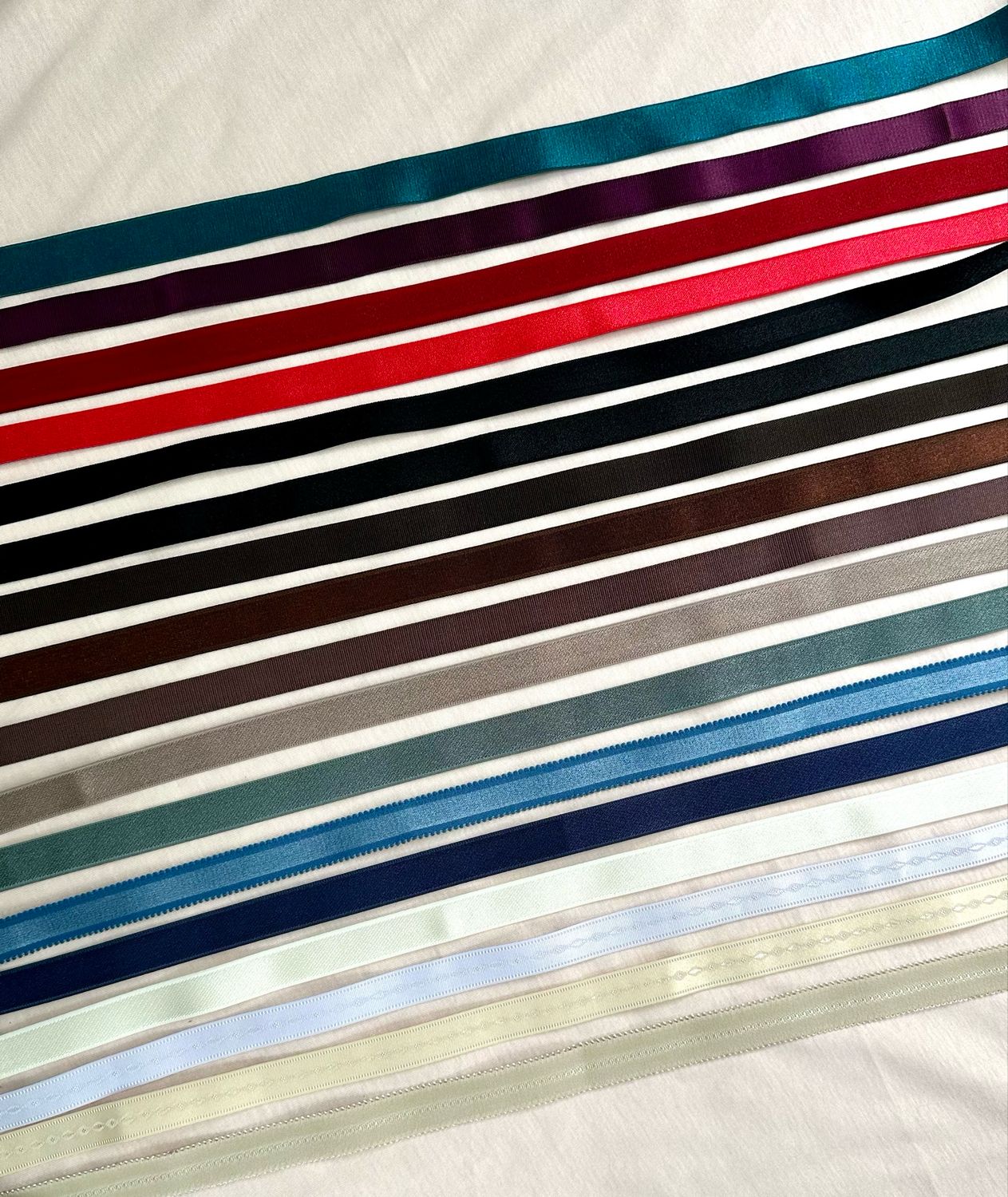 15mm satin bra strap elastic, wide colour range