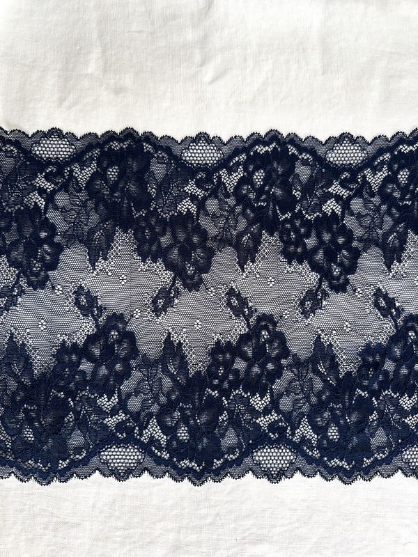 Midnight Blue Floral Stretch Lace