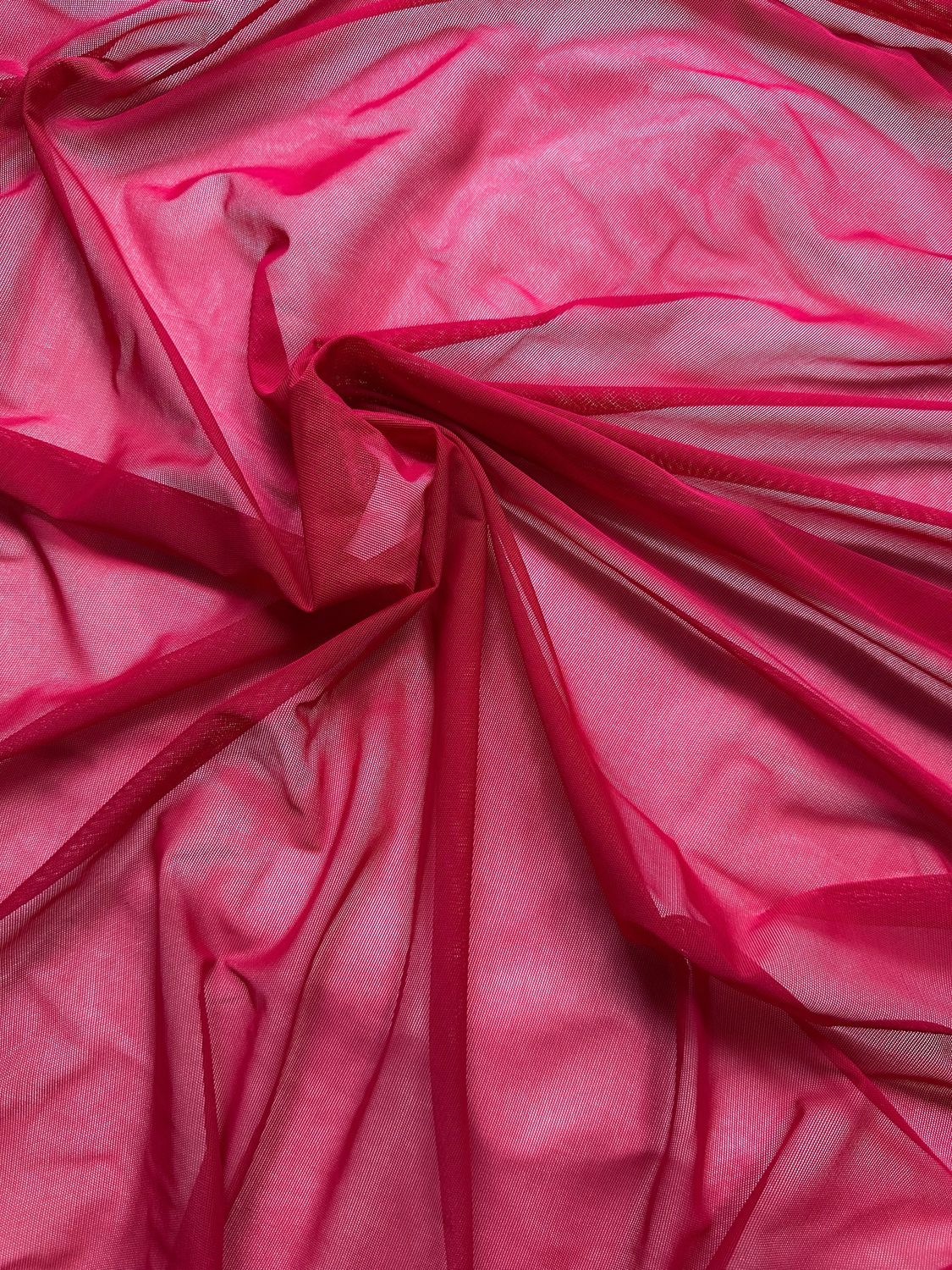 Carmine red stretch mesh tulle