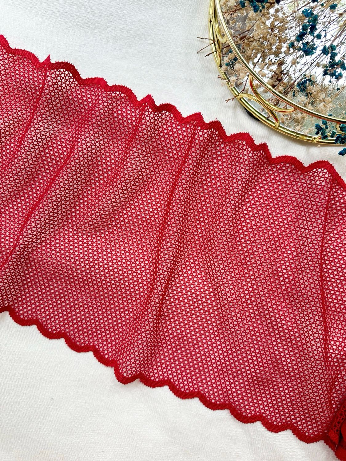 Dark Red Stretch Mesh Lace