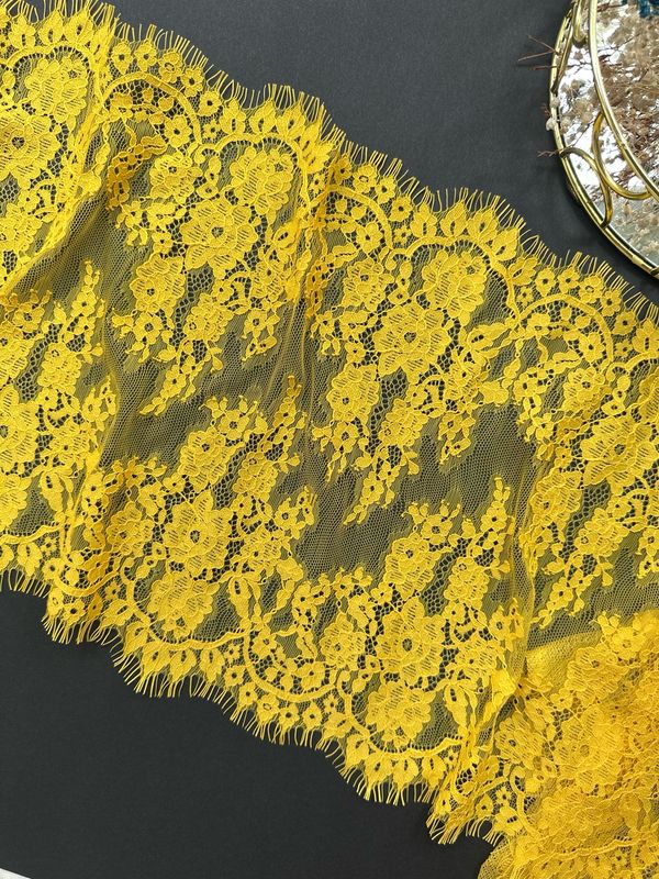 3 meters Yellow Chantilly Lace with Eyelash Edge