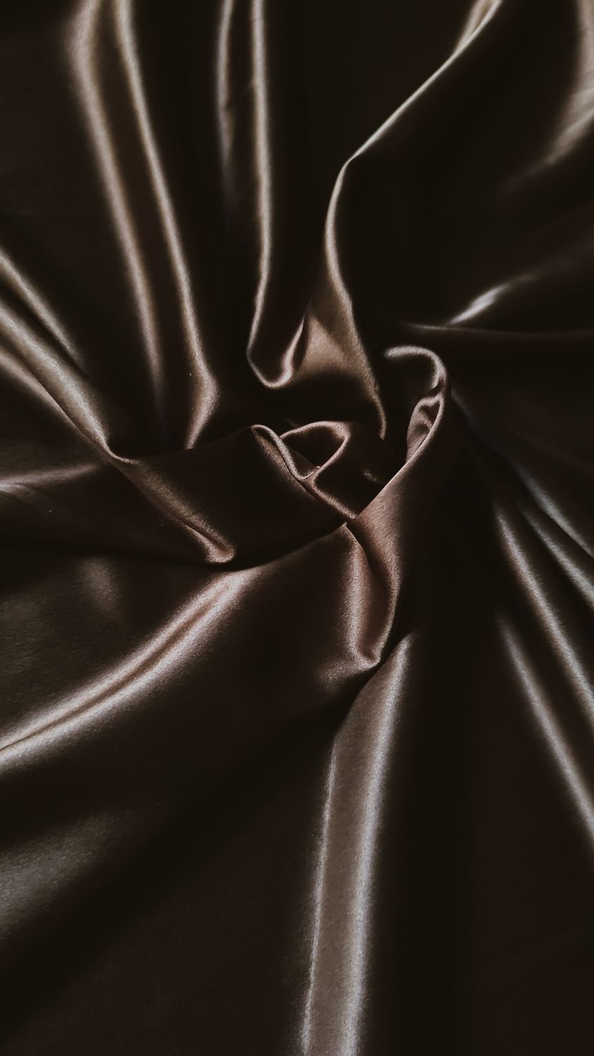 Dark chocolate stretch satin fabric