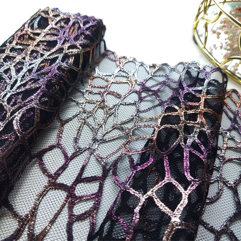 Black Metallic Embroidered Lace 