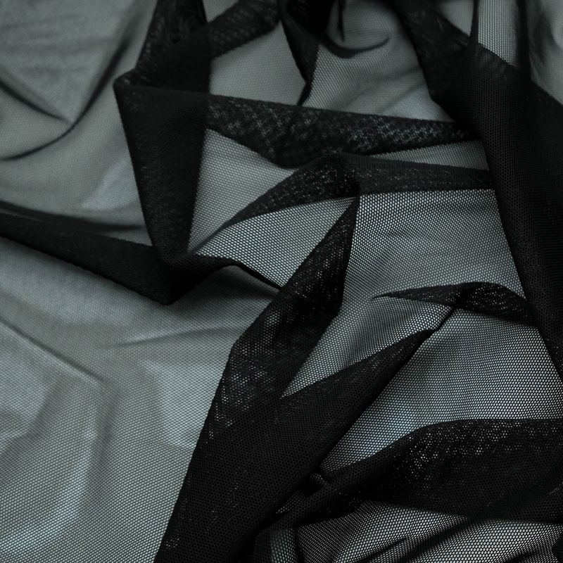 Tulle in rete elastica nera di Lauma, largo 150cm (59.1")