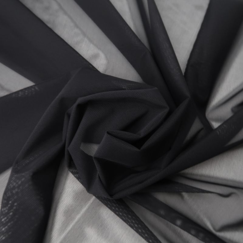 Tessuto rete elastica nera di lusso, largo 160cm (63.0")