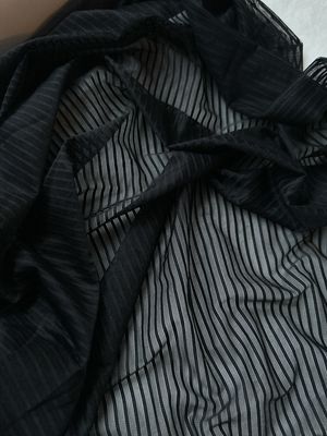 Black striped stretch mesh, 145cm (57.1") wide