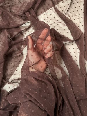 Chocolate dotted stretch mesh, 155cm (61.0") wide