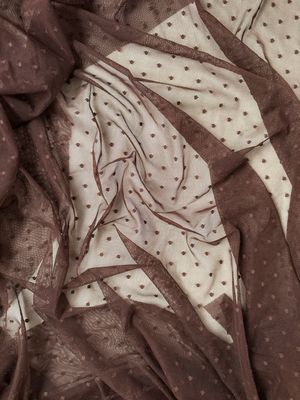 Chocolate dotted stretch mesh, 155cm (61.0") wide