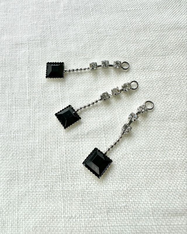 Decorative black crystal charm for lingerie