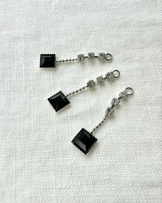 Decorative black crystal charm for lingerie