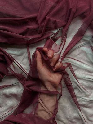 Burgundy stretch tulle fabric for lingerie sewing