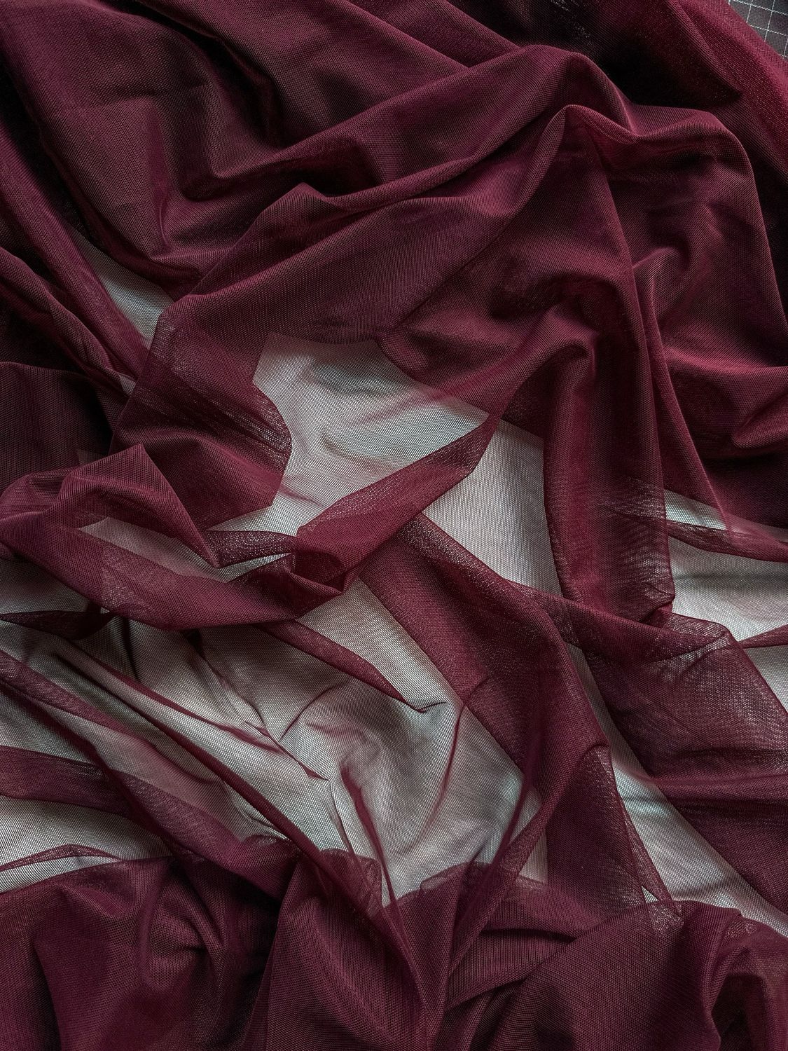 Burgundy 4-way stretch mesh for bra making