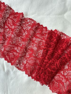 Red floral stretch lace for bra making

