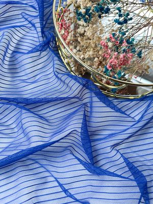 cornflower blue striped stretch mesh fabric for lingerie sewing
