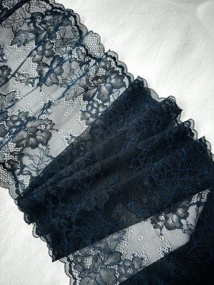 Black elastic Lace with Blue Thread