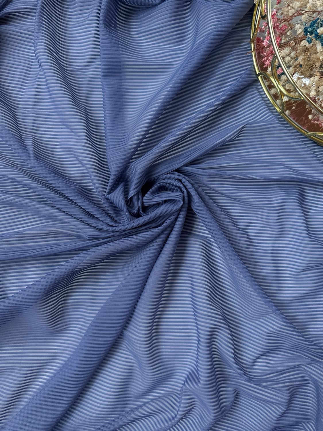 Cornflower Blue Striped Microfiber – Dusty Shade