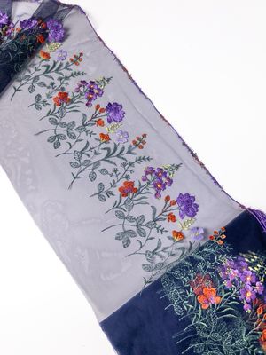 Purple Embroidered Tulle Lace