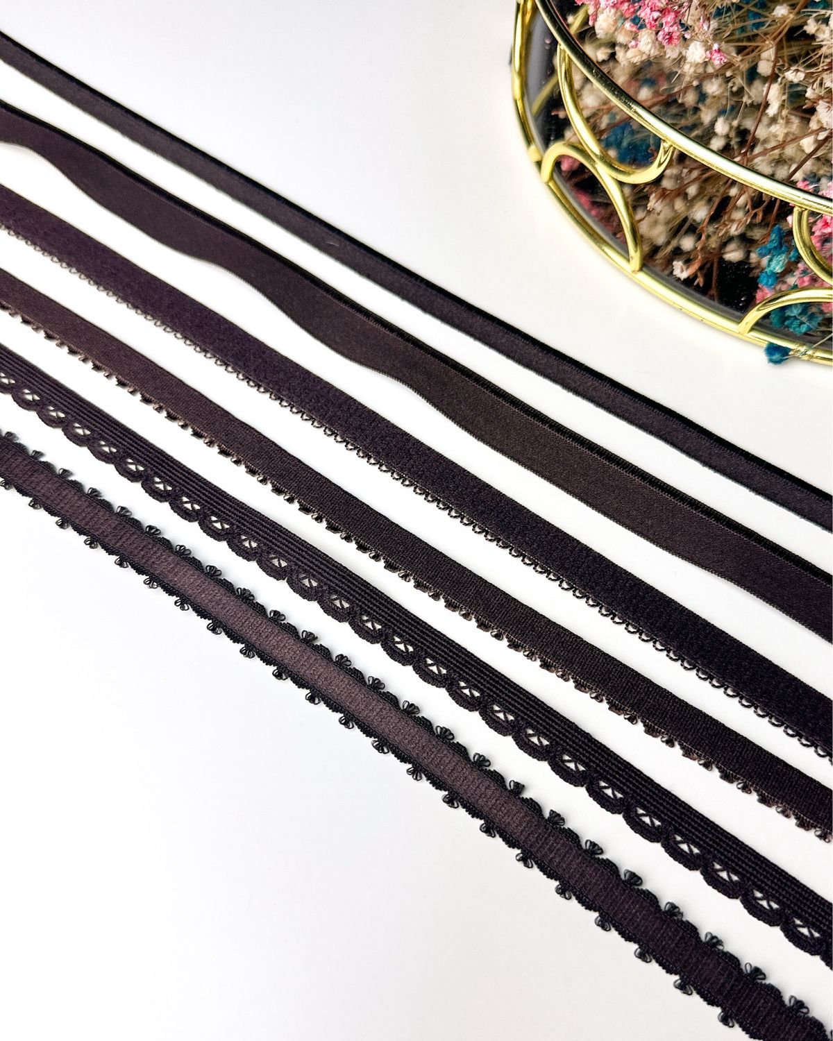 Chocolate brown elastic for lingerie sewing