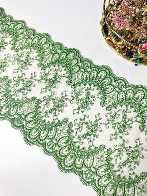 green embroidered lace trim
