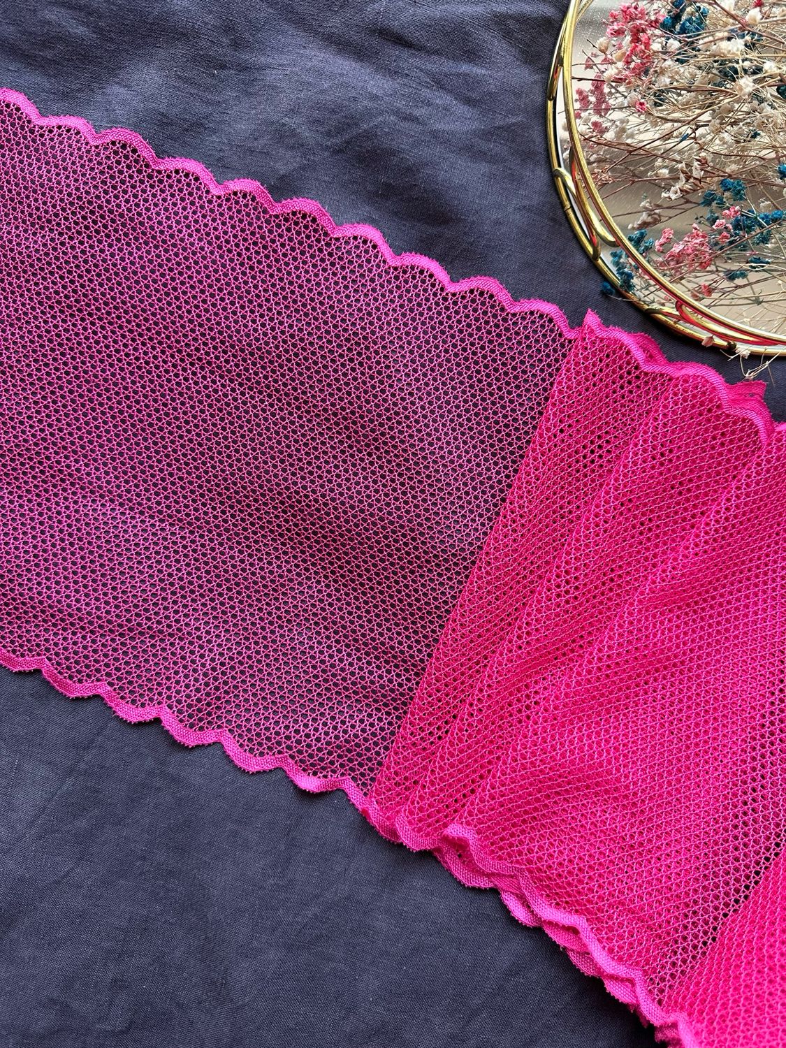 Fuchsia Elastic Lace Mesh