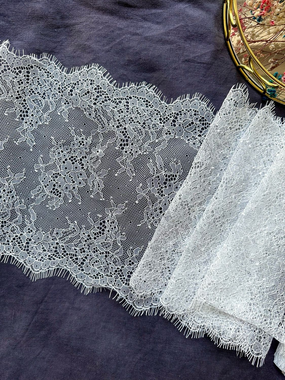 White Chantilly Lace with Eyelash Edge