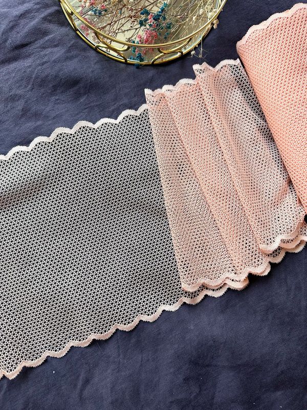 Peach Elastic Lace Mesh