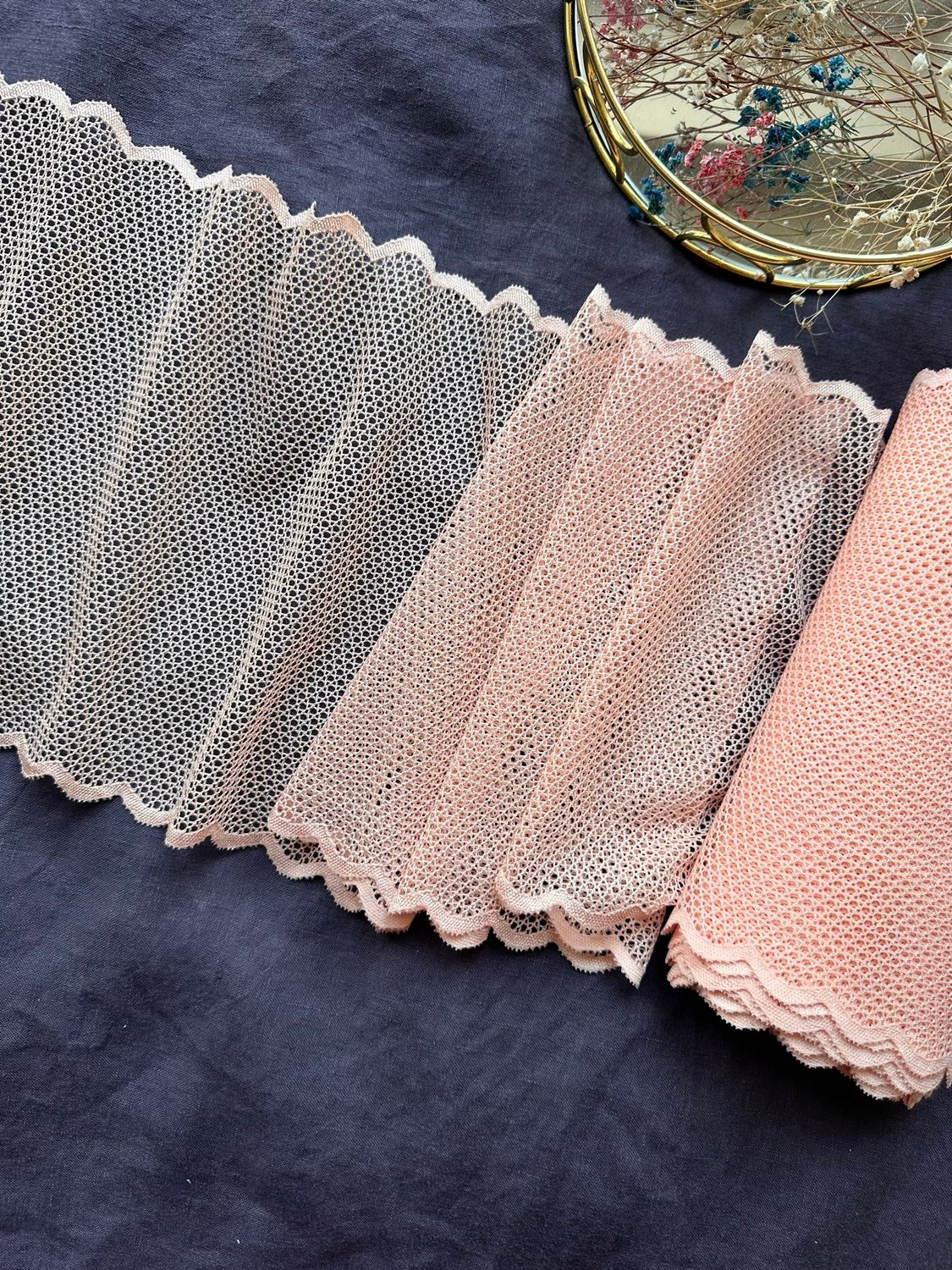 Peach Elastic Lace Mesh