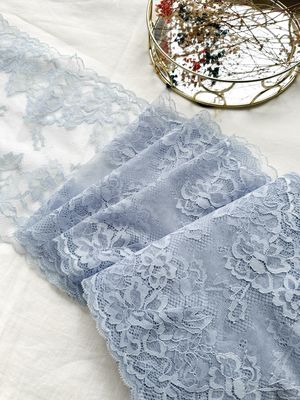light blue stretch lace with floral pattern for lingerie sewing