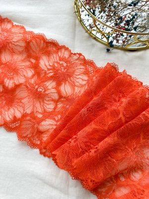 Coral Orange Stretch Lace