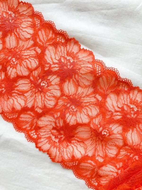 Coral Orange Stretch Lace