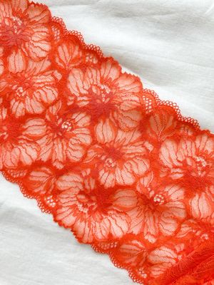Coral Orange Stretch Lace