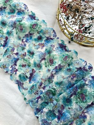 Blue and green Multicolor Stretch Lace