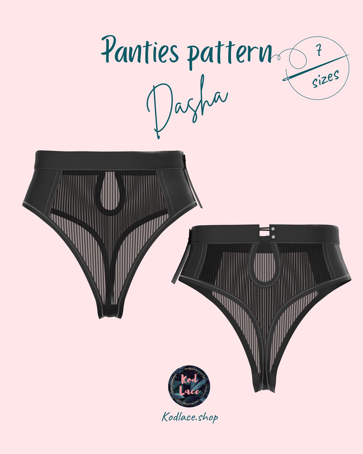 Retro High Waist Thong Sewing Pattern with Buttons DASHA