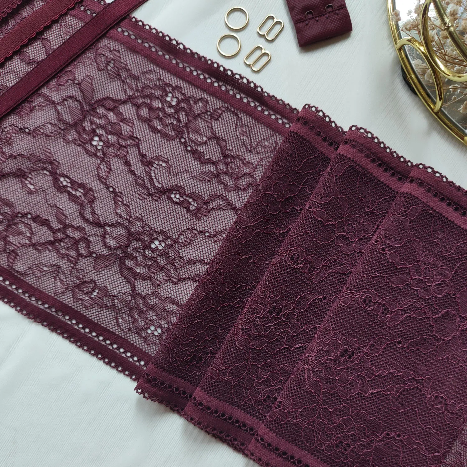 Stretch Burgundy Lace Trim