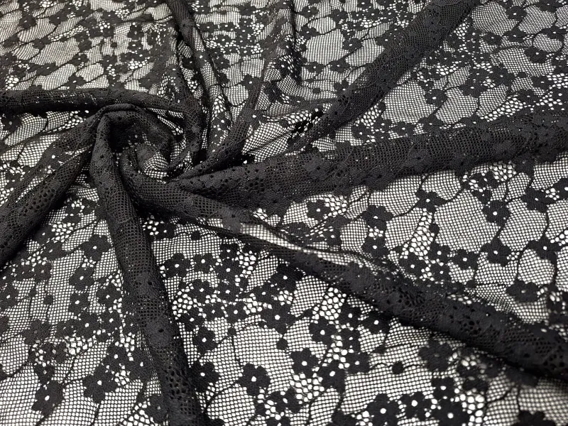 Black Elastic lace fabric