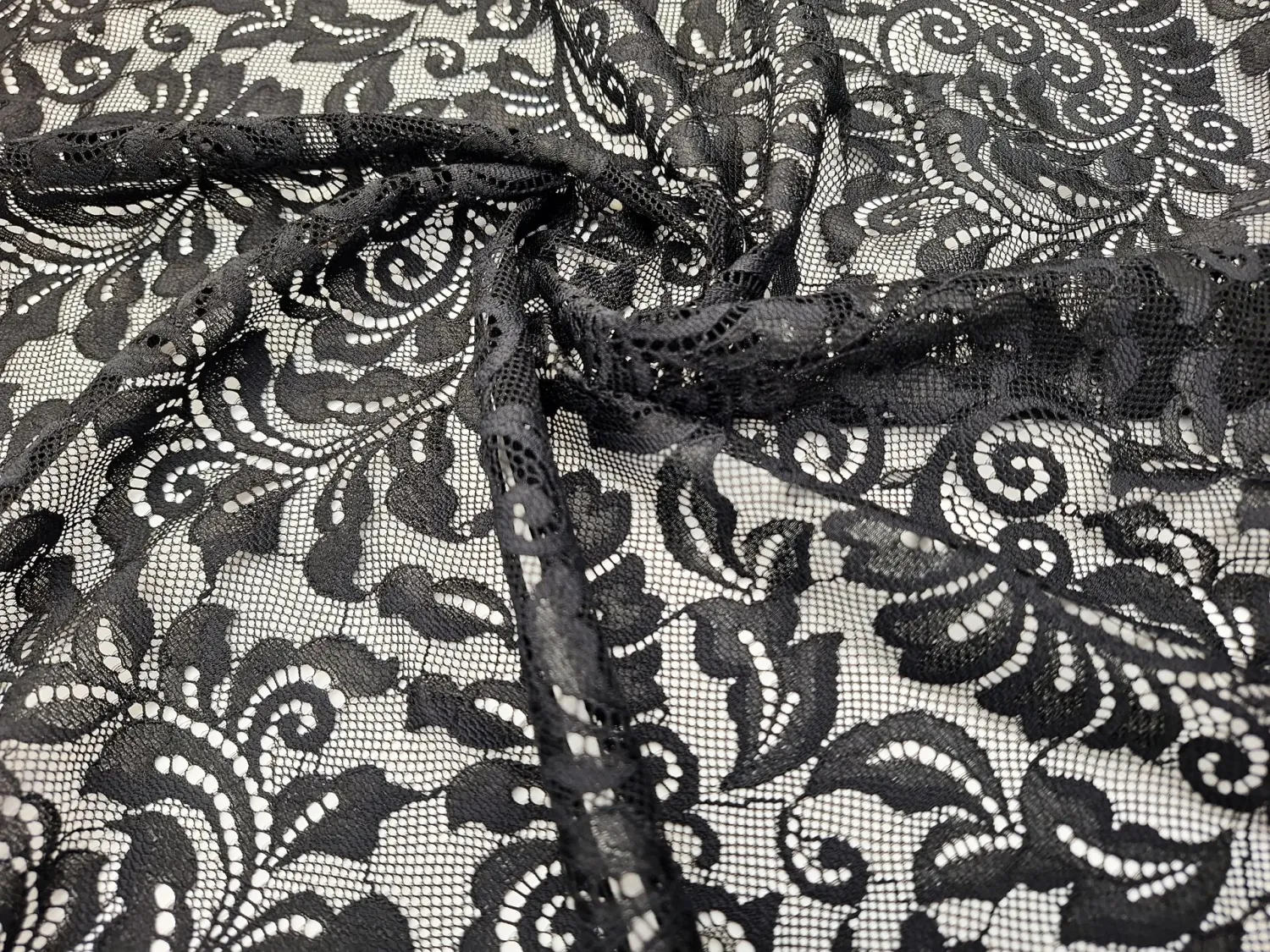 Black Elastic lace fabric