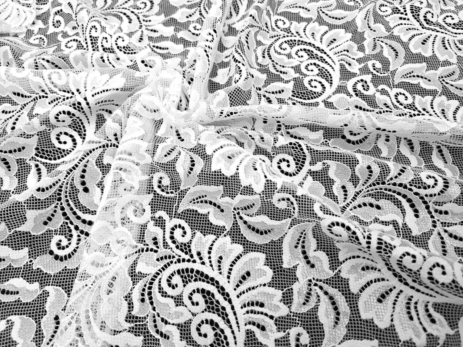 White Elastic lace fabric