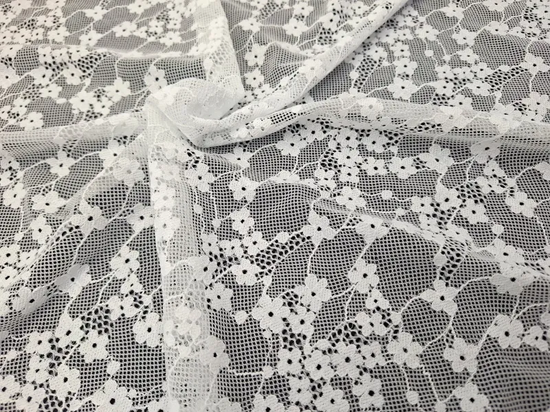 Ivory Elastic lace fabric