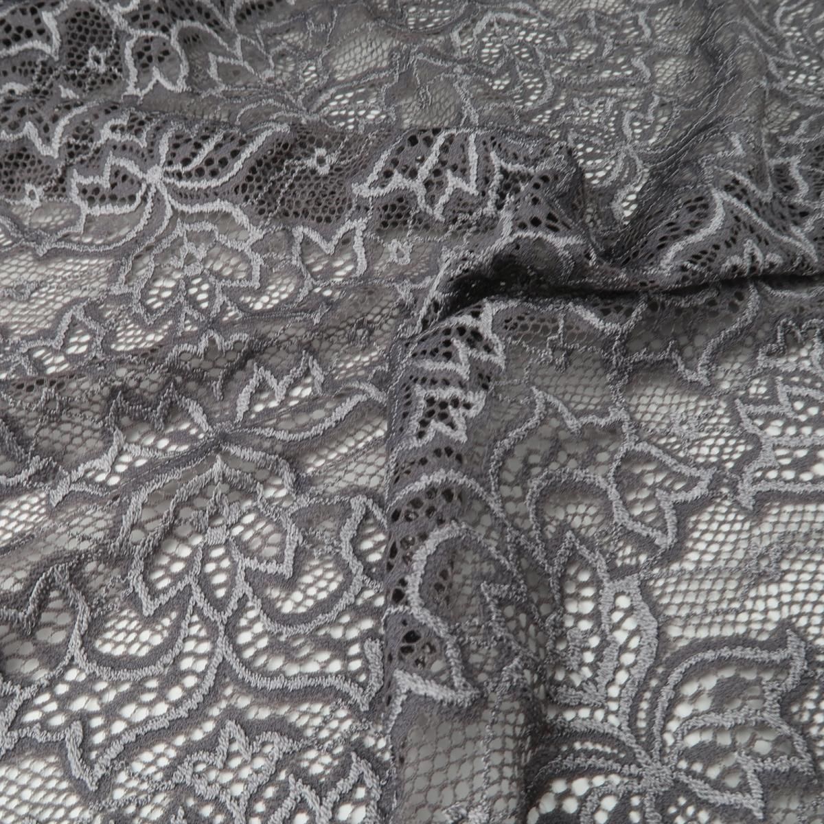 Grey Lace fabric 2 way stretch