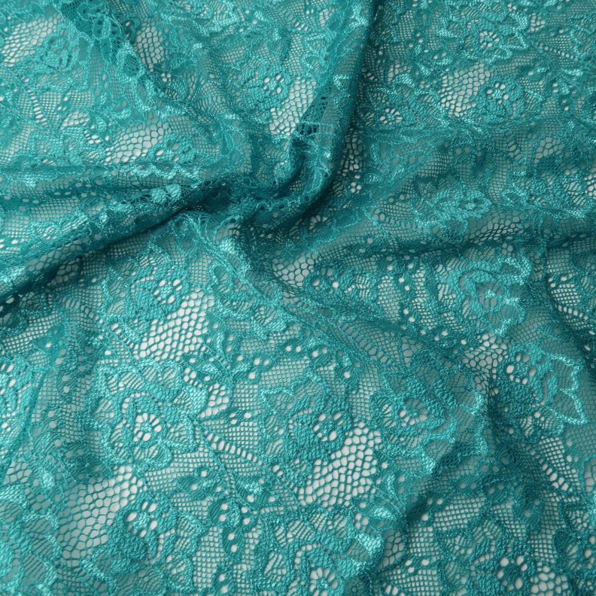 Turqoise Lace fabric 2 way stretch