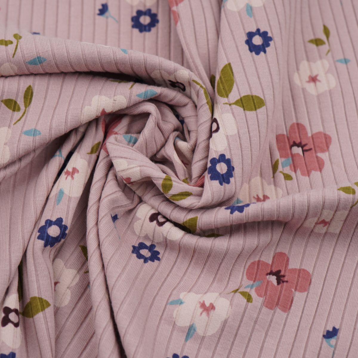 Floral rib knit fabric