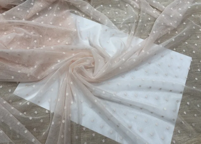 5 mm Polka Dot Peach Stretch Mesh