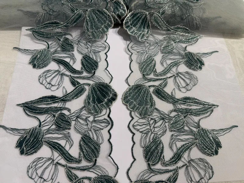 Tulip Lace Embroidery on mesh