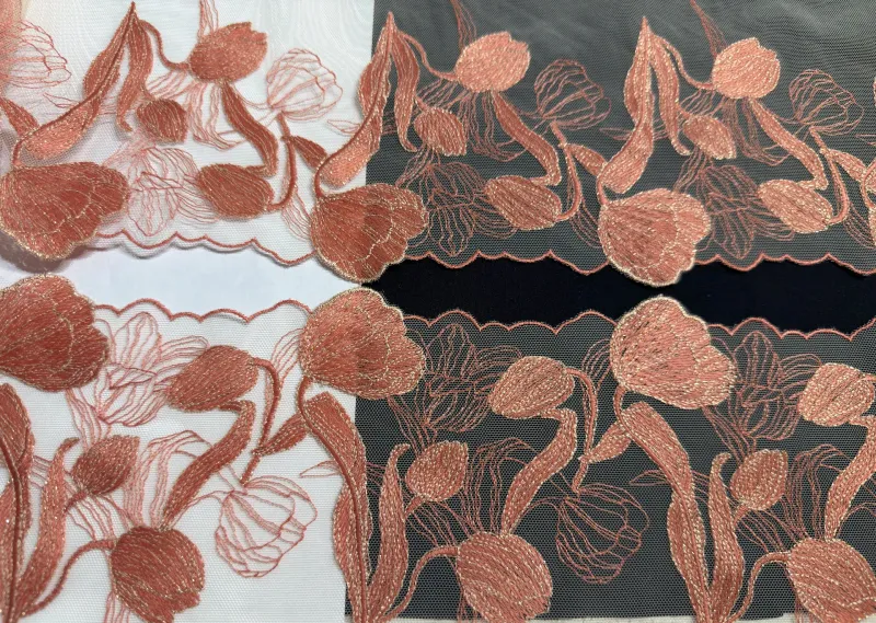 Tulip Lace Embroidery on mesh